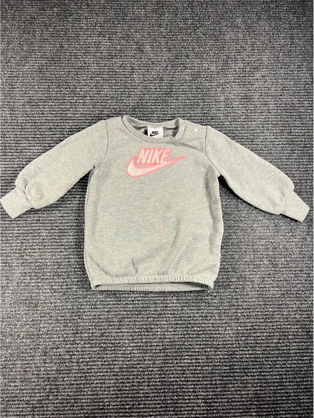 Nike Baby Girls' Pink Crushed Velour Leggings and Grey Sweatshirt Set - 18M